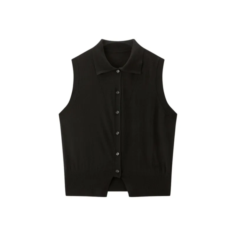 Women's Wool Blend Collared Knit Vest sold by PEACEBIRD