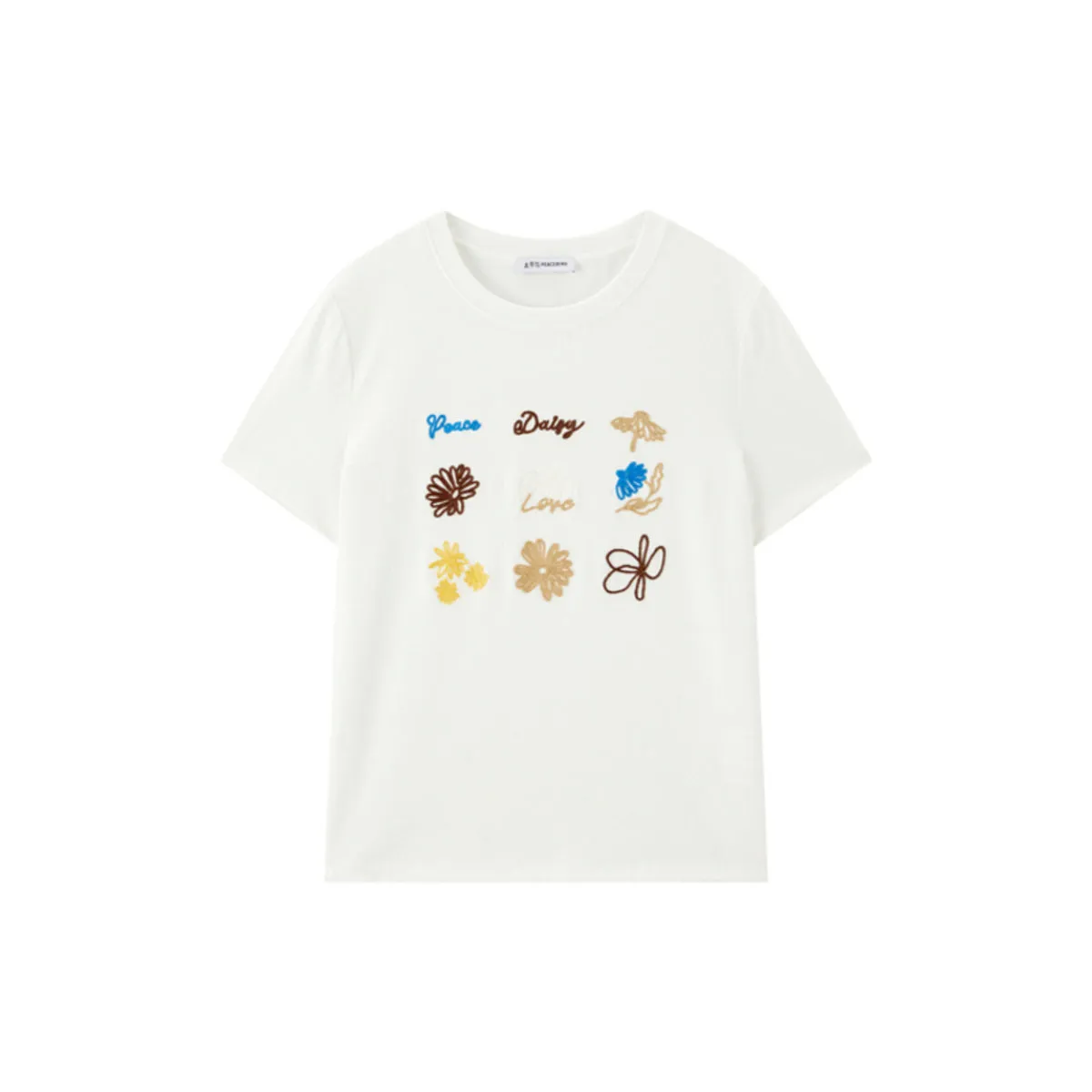 Women's T-Shirt with Bright Floral Embroidery sold by PEACEBIRD
