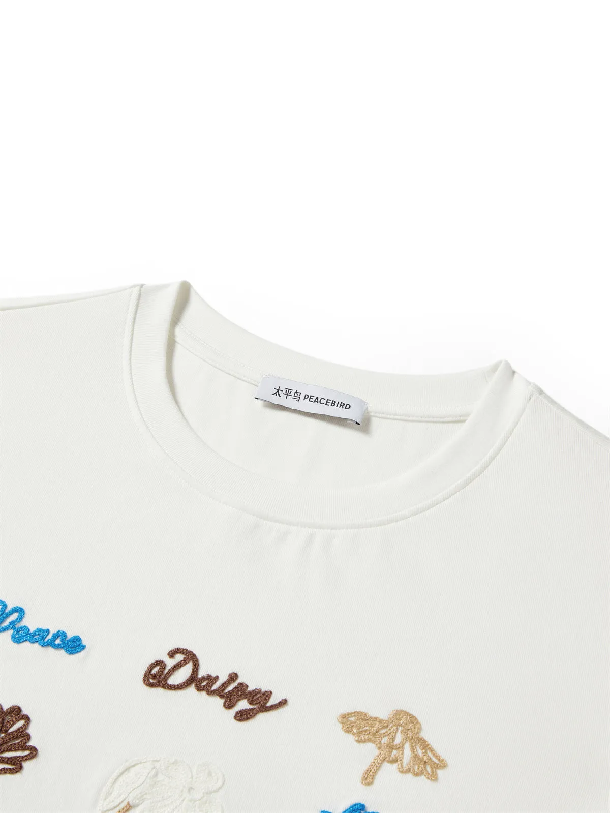 Women's T-Shirt with Bright Floral Embroidery sold by PEACEBIRD product image thumbnail 4