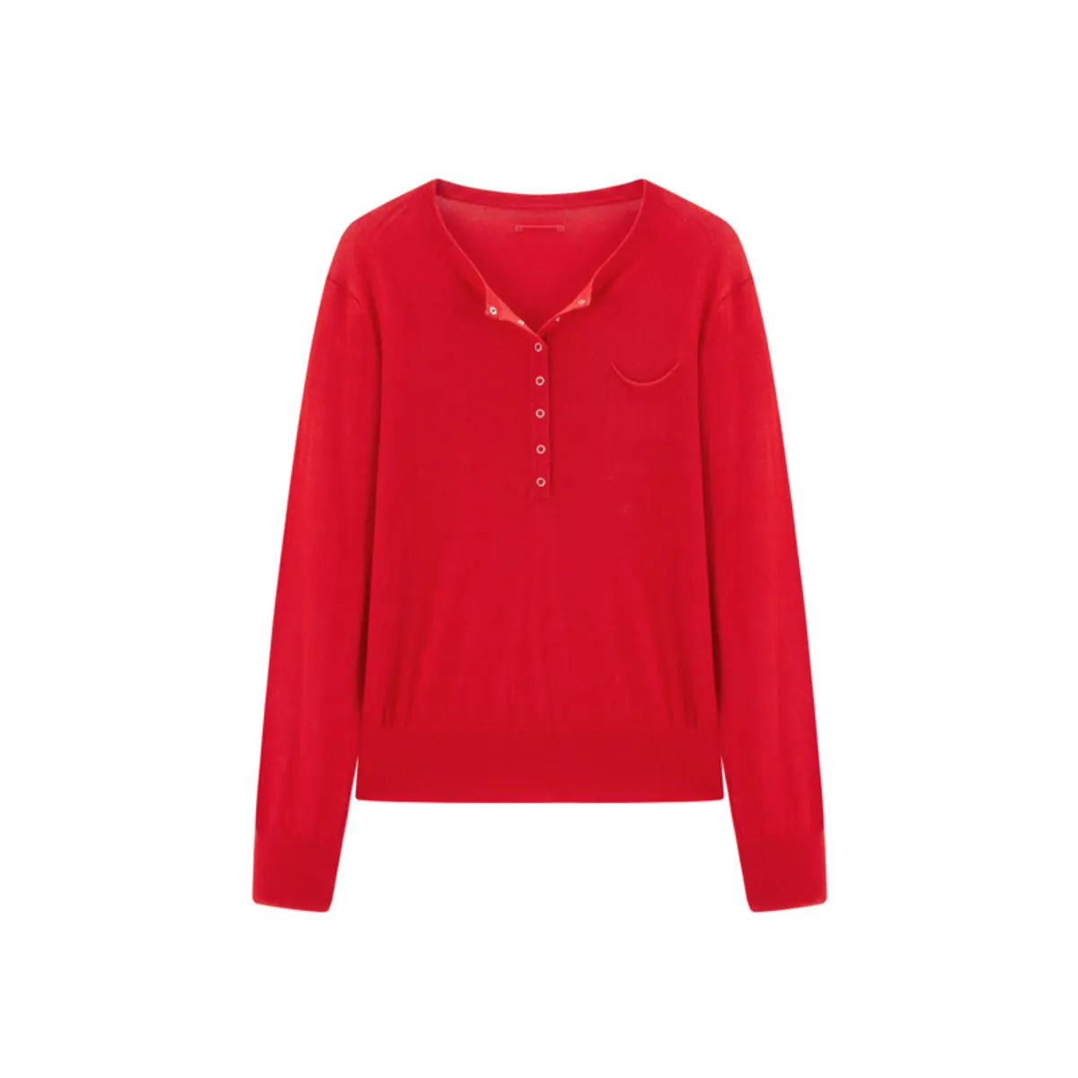 Women's Machine-Washable Wool Henley Sweater sold by PEACEBIRD