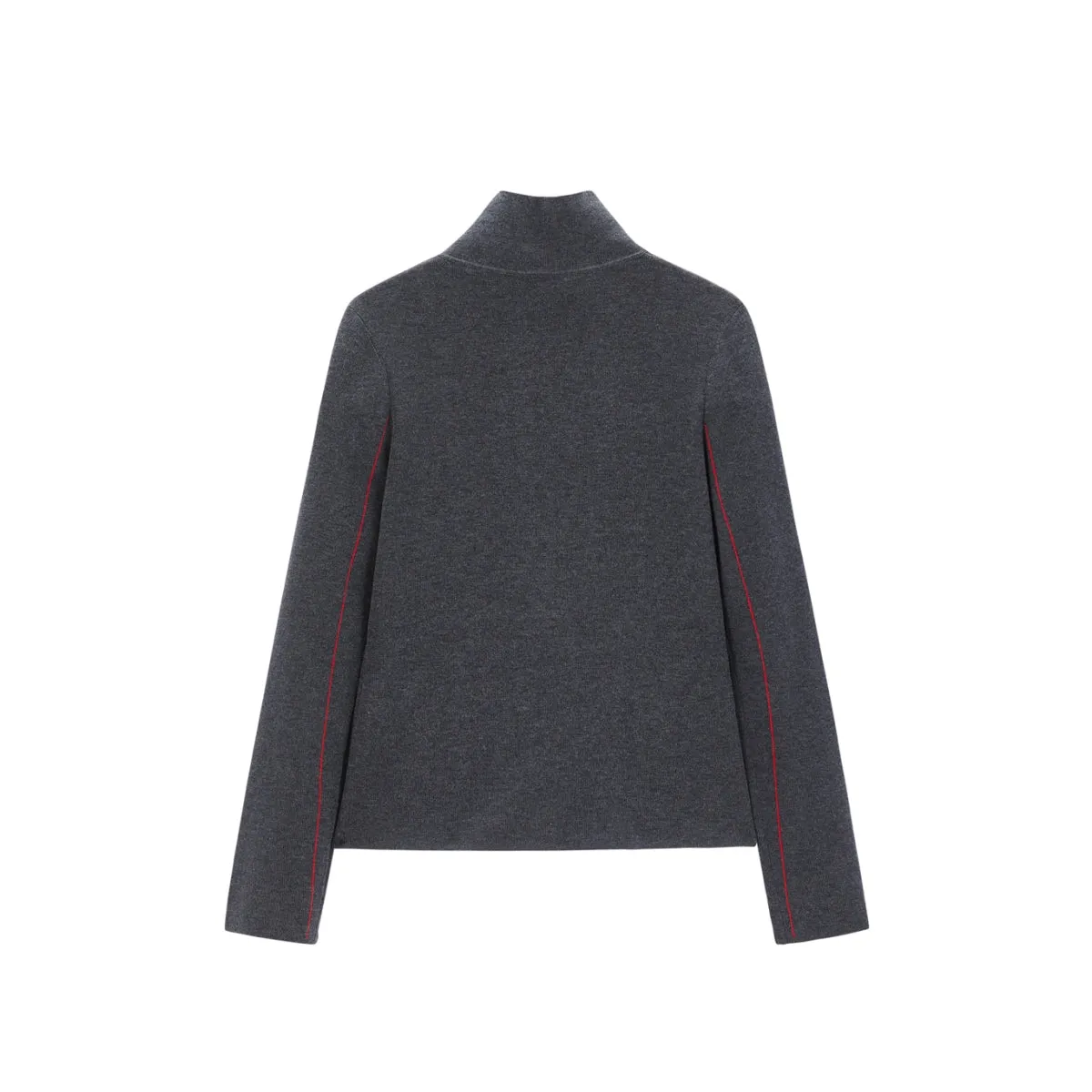 Women's Contrast Half-Placket Slim Sweater sold by PEACEBIRD product image thumbnail 5