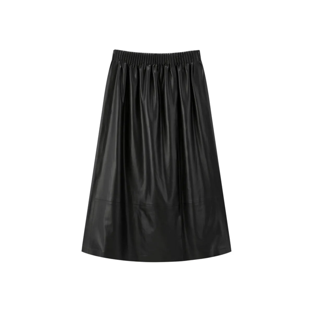 Women's PU Mid-Length Skirt with Elastic Waist sold by PEACEBIRD