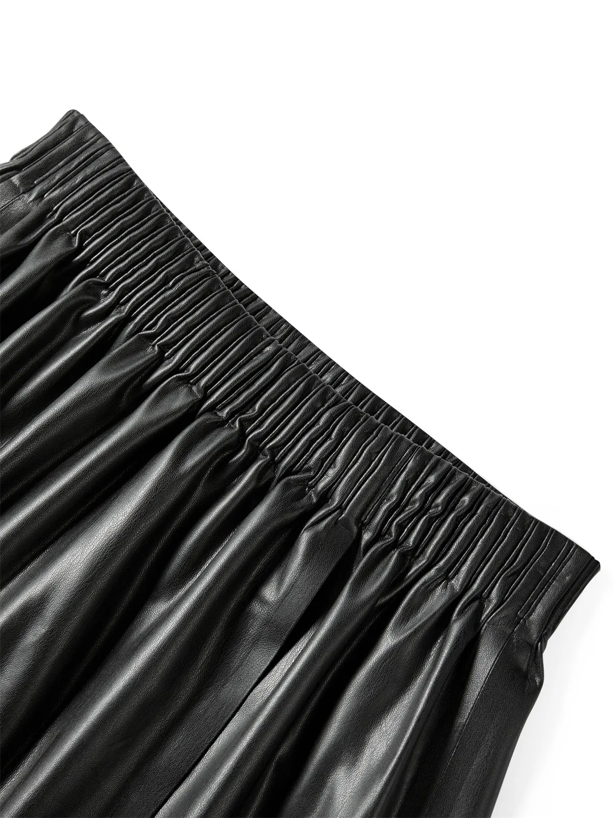 Women's PU Mid-Length Skirt with Elastic Waist sold by PEACEBIRD product image thumbnail 4