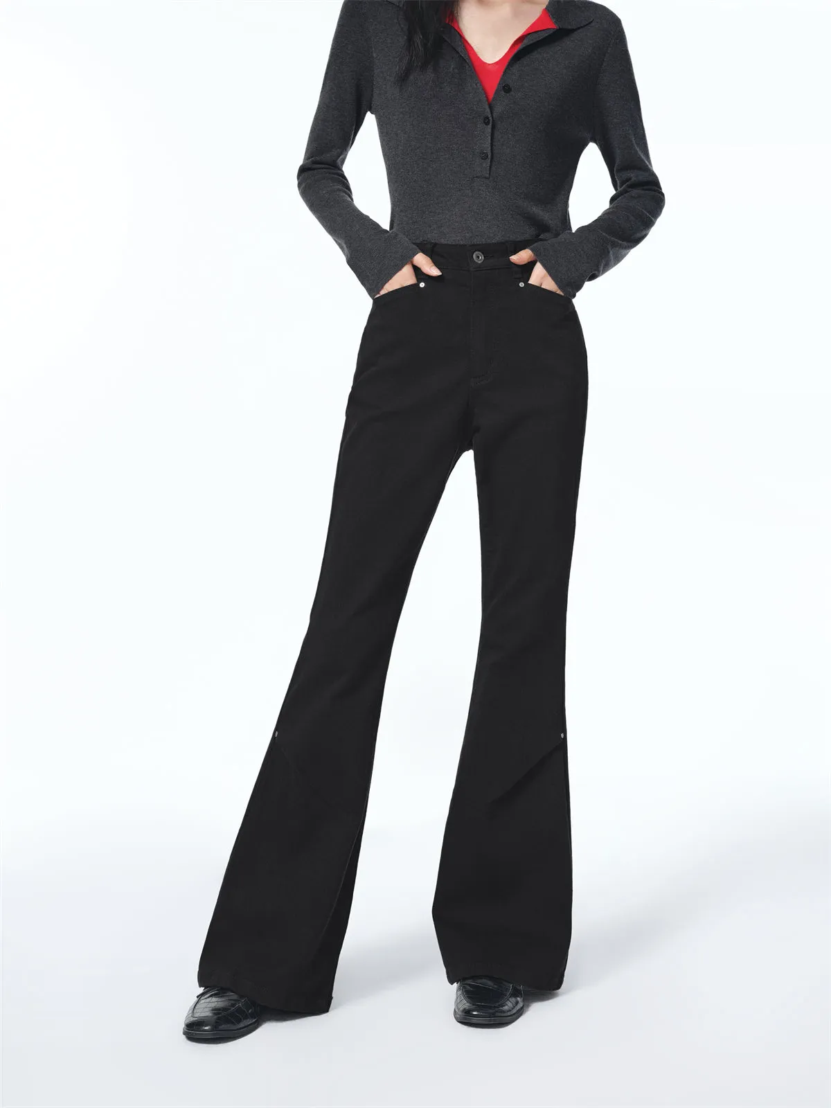 Women's High-Waisted Flared Jeans sold by PEACEBIRD product image thumbnail 2