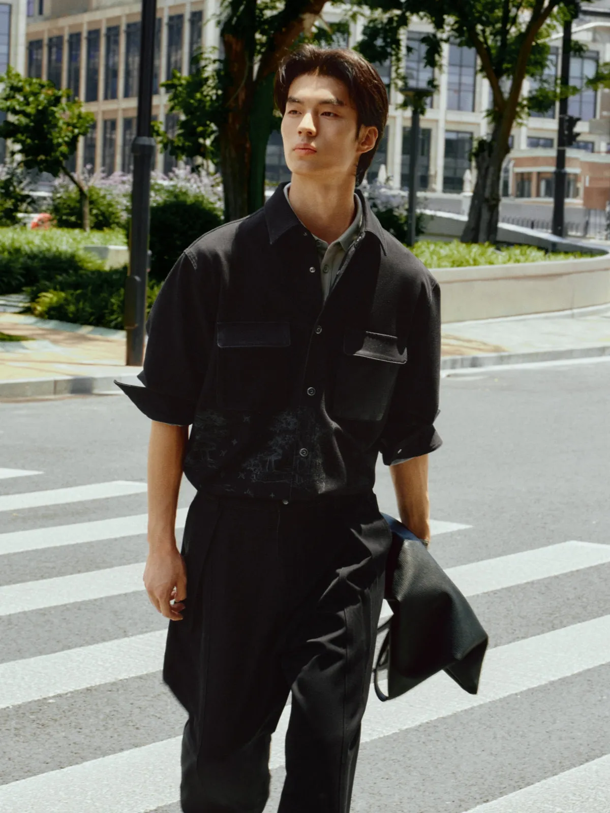 Men's Printed Denim Shirt sold by PEACEBIRD product image thumbnail 2