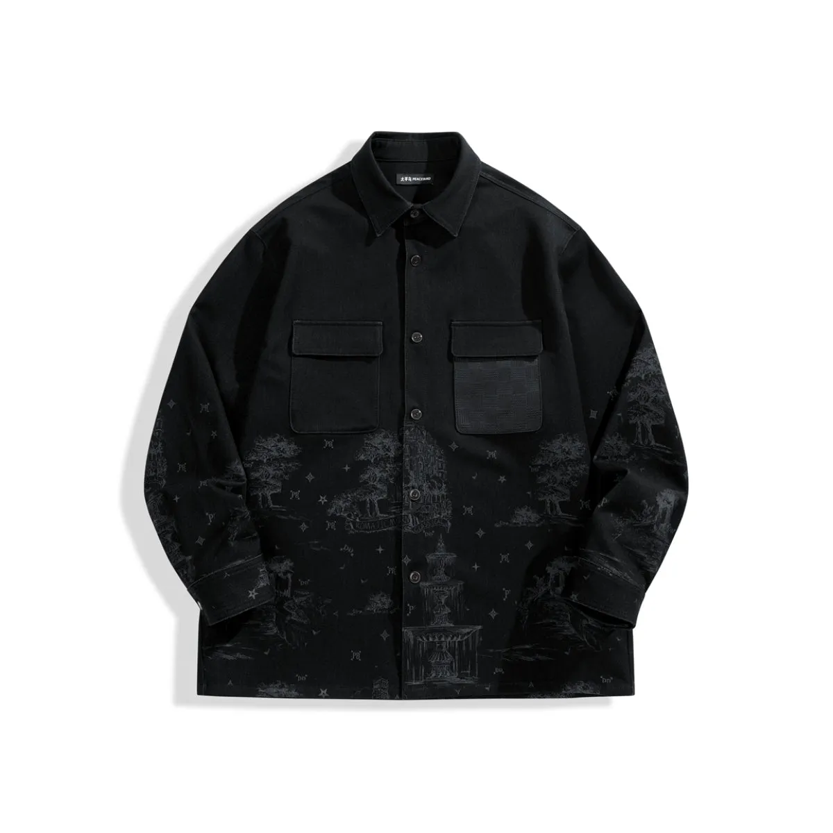 Men's Printed Denim Shirt sold by PEACEBIRD product image thumbnail 4