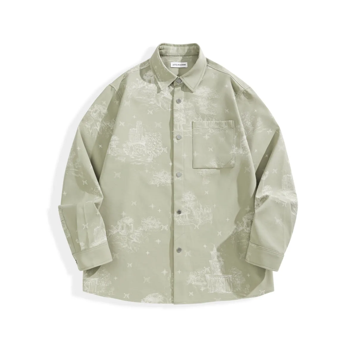 Men's Allover Jacquard Long-Sleeve Shirt sold by PEACEBIRD