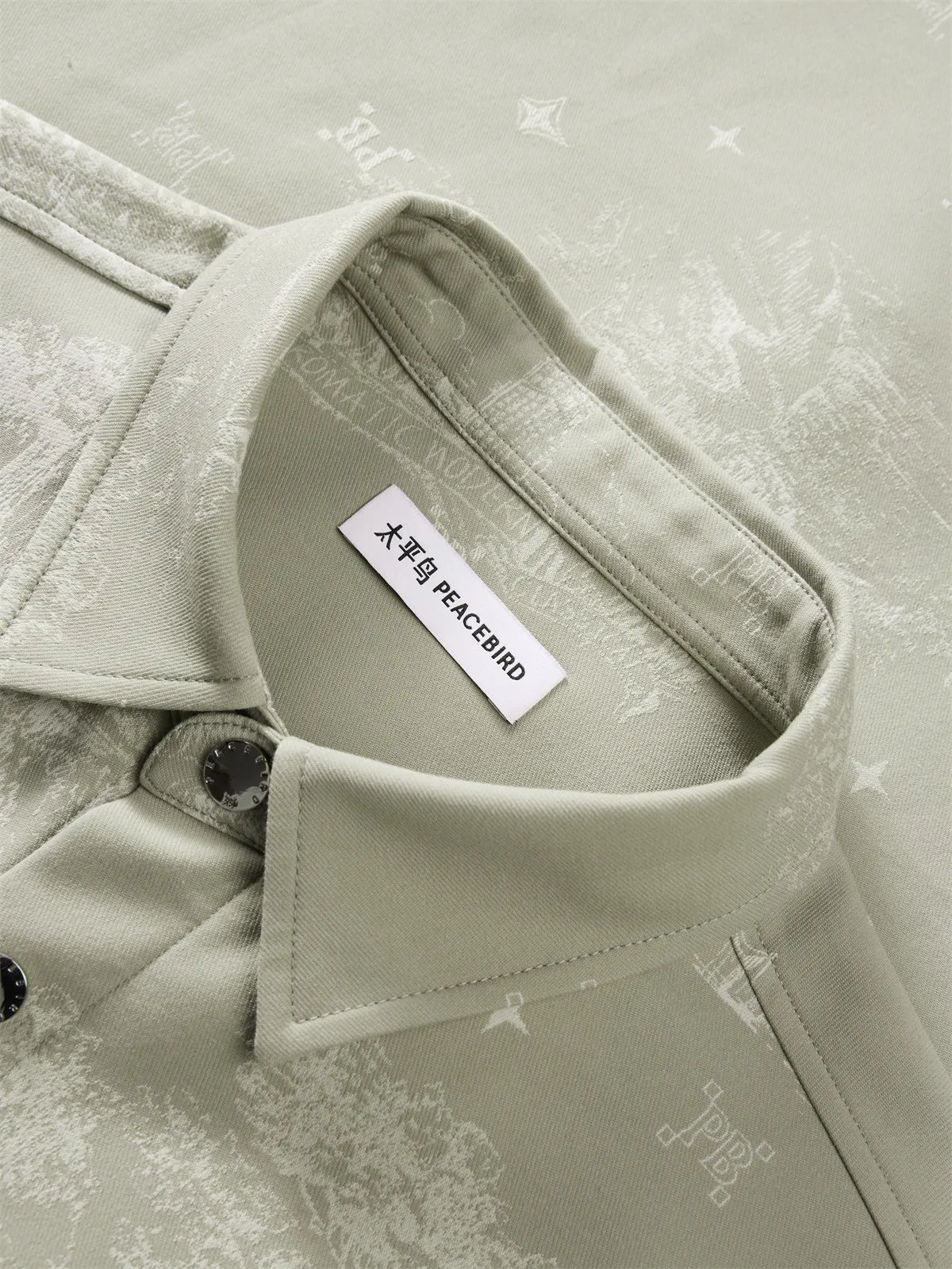 Men's Allover Jacquard Long-Sleeve Shirt sold by PEACEBIRD product image thumbnail 5