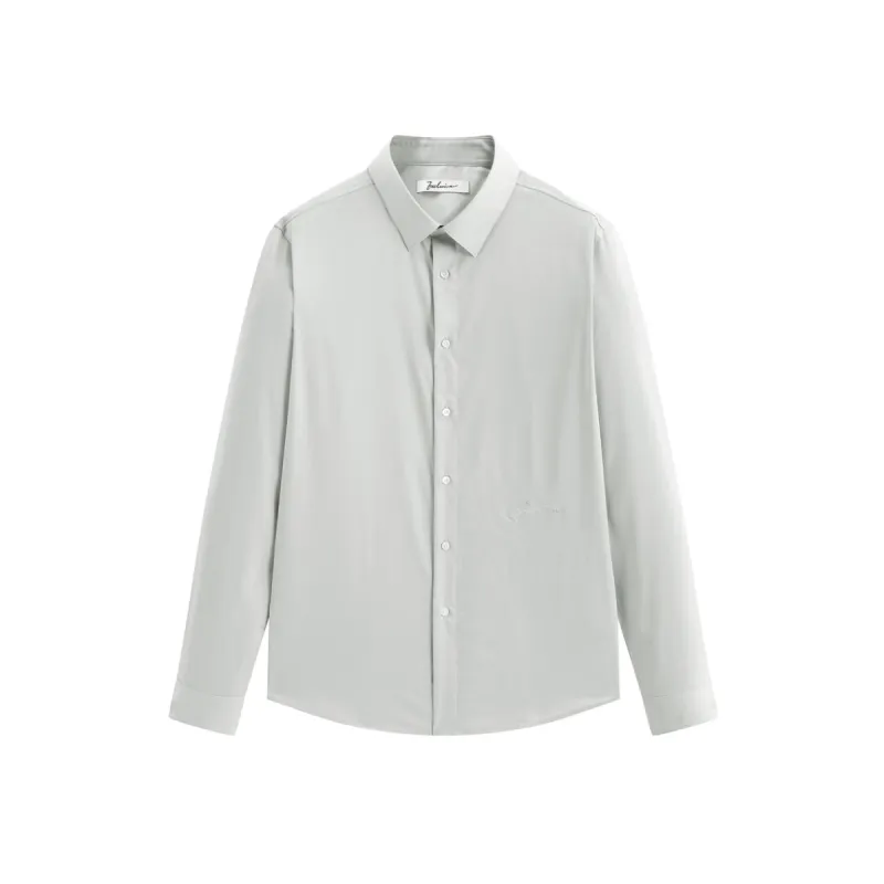 Men's Gray Embroidered Long-Sleeve Shirt sold by PEACEBIRD