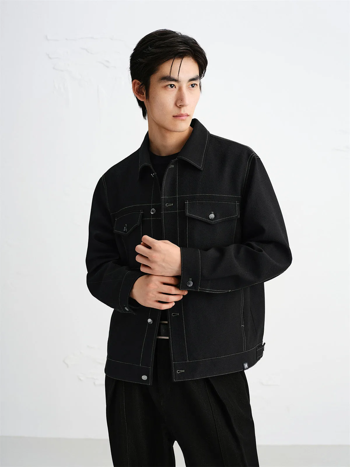 Men's Textured Tweed-Inspired Jacket sold by PEACEBIRD product image thumbnail 2