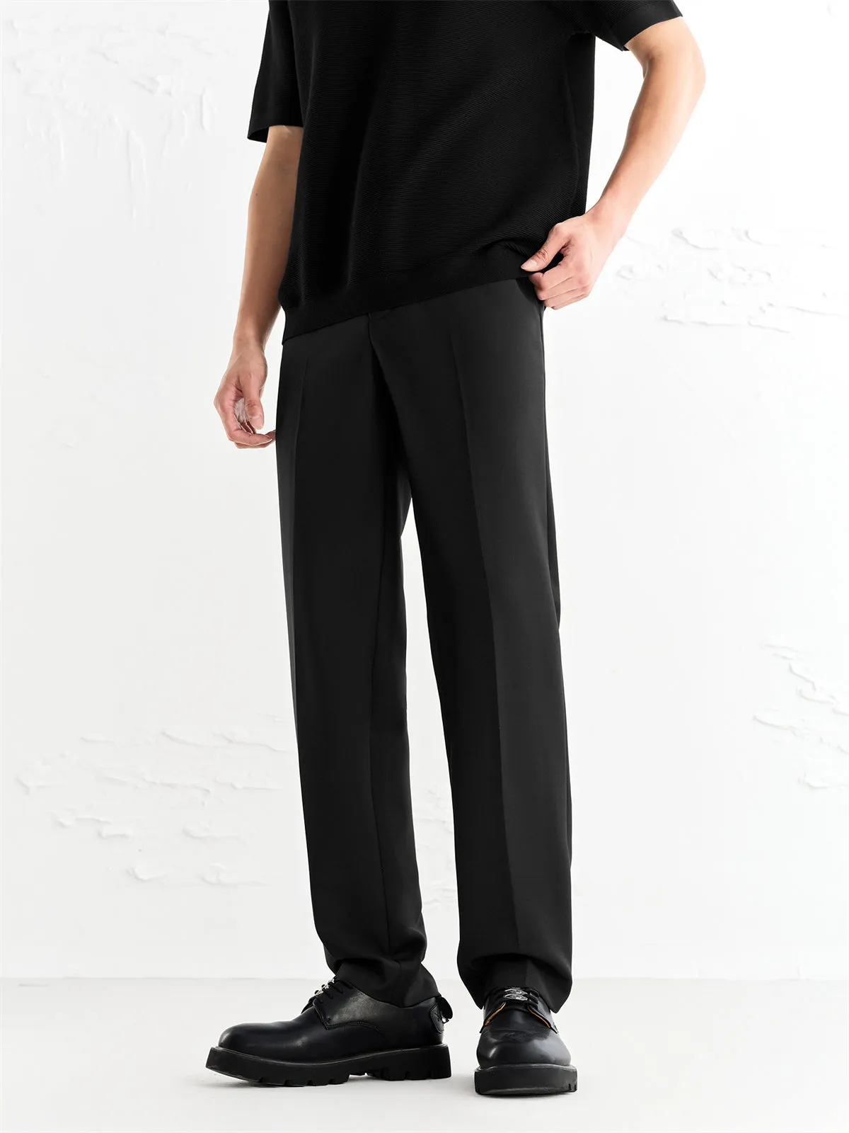 Men's Black Straight-Leg Dress Pants sold by PEACEBIRD product image thumbnail 2
