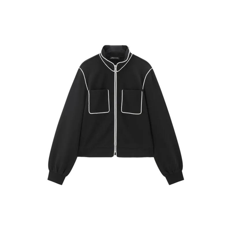 Women's Contrast-Trim Tweed-Inspired Jacket sold by PEACEBIRD