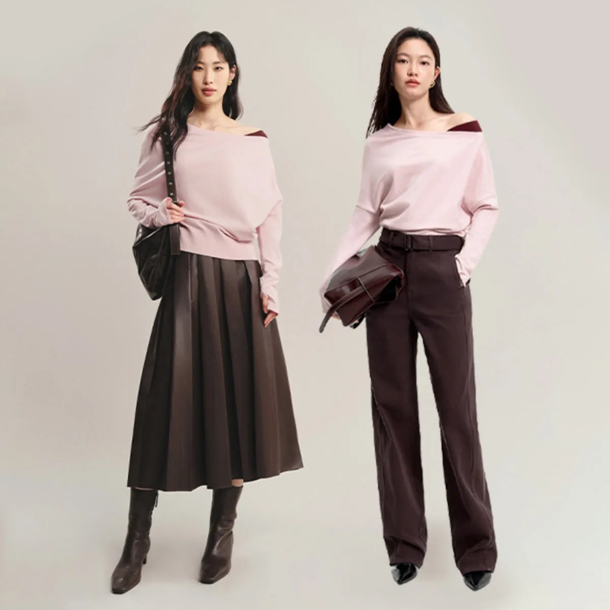 Women's Asymmetric Colorblock Collar Knit Sweater sold by PEACEBIRD product image thumbnail 3
