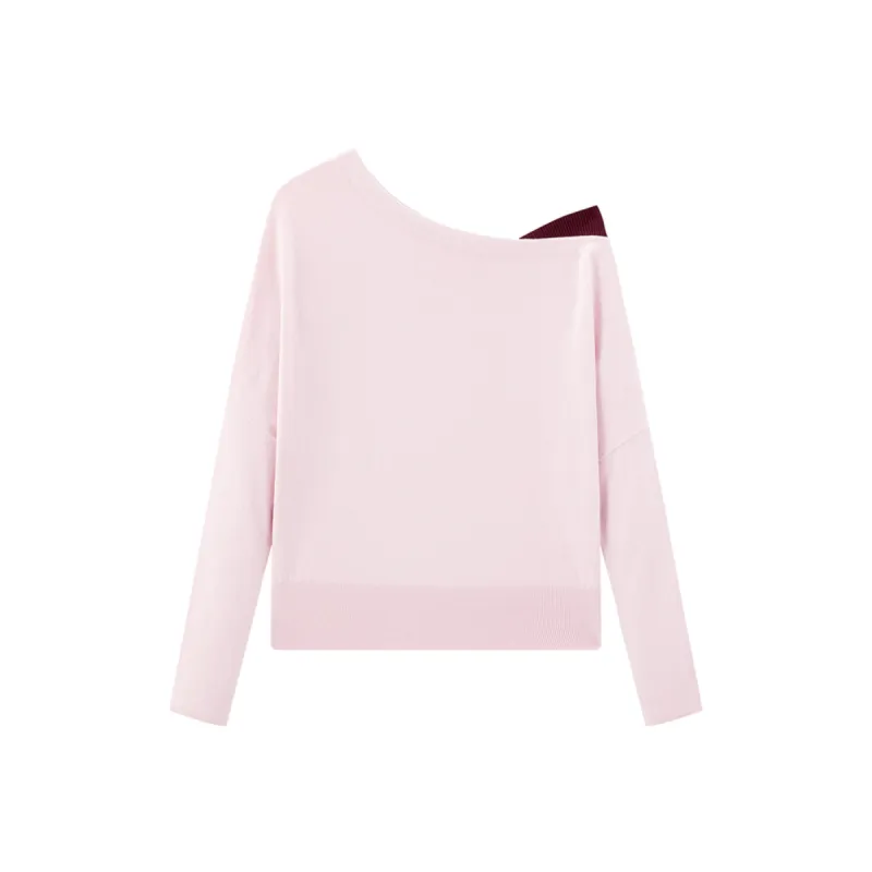 Women's Asymmetric Colorblock Collar Knit Sweater sold by PEACEBIRD