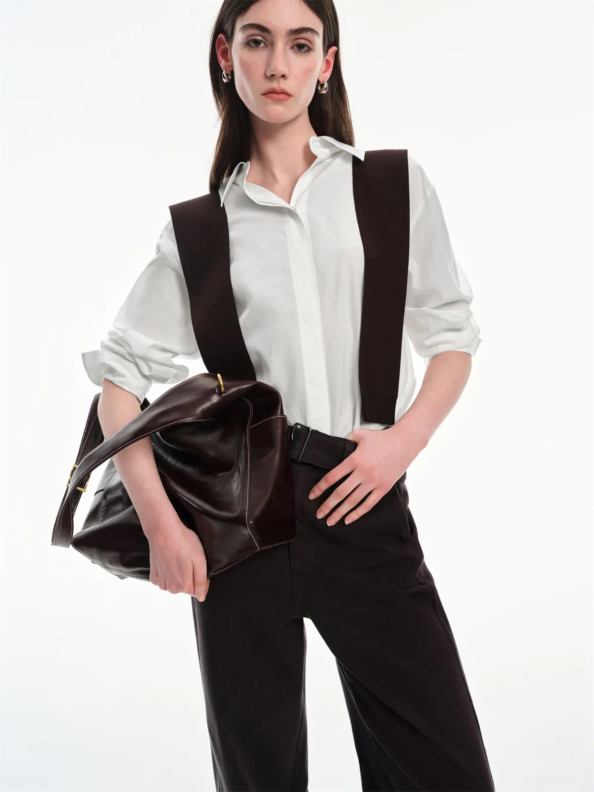 Women's Cupro Shirt with Detachable Cape sold by PEACEBIRD product image thumbnail 2