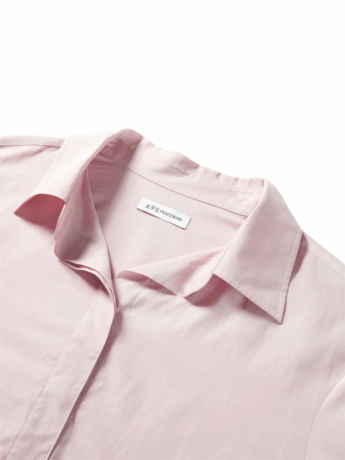 Women's Cupro-Cotton Slim Long-Sleeve Shirt sold by PEACEBIRD product image thumbnail 4