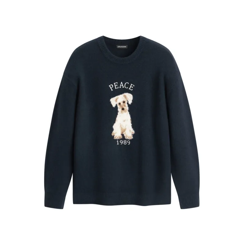 Men's Relaxed Fit Textured Jacquard Sweater sold by PEACEBIRD