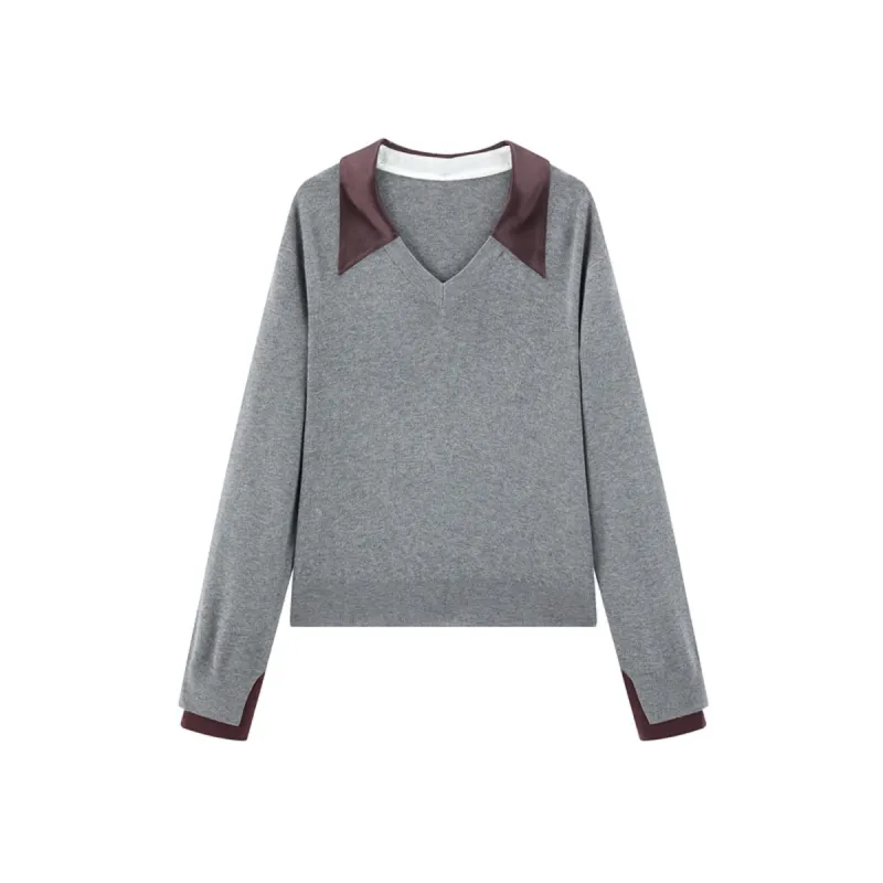 Women's Detachable V-Neck Wool-Blend Sweater sold by PEACEBIRD