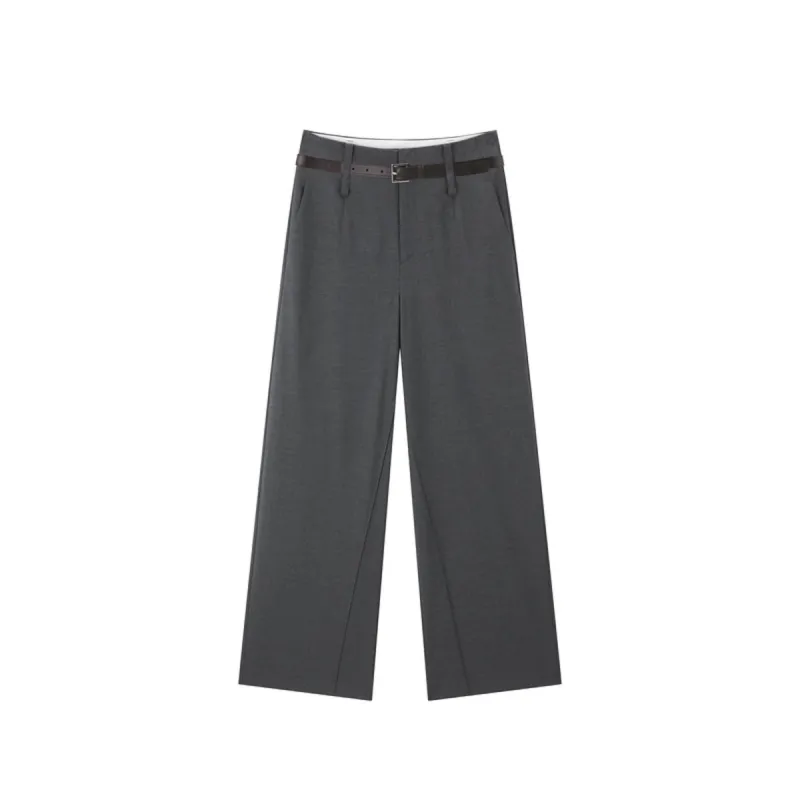 Women's Wide-Leg Suit Trousers with Belt sold by PEACEBIRD