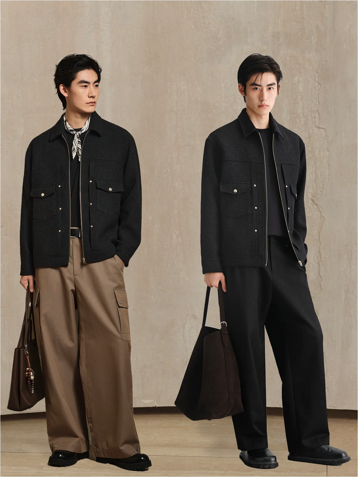 Men's Metallic Tweed Textured Commuter Jacket sold by PEACEBIRD product image thumbnail 3