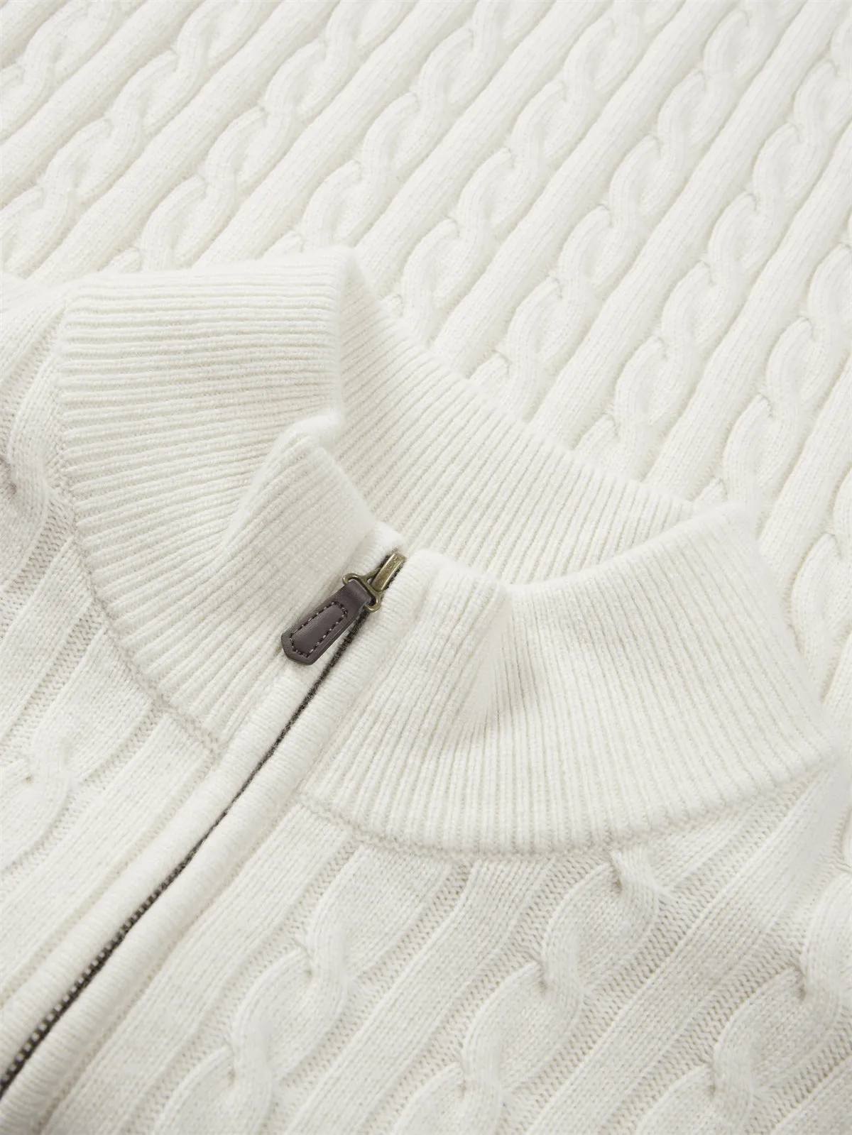 Men's Beige Wool-Blend Cable Knit Sweater sold by PEACEBIRD product image thumbnail 5