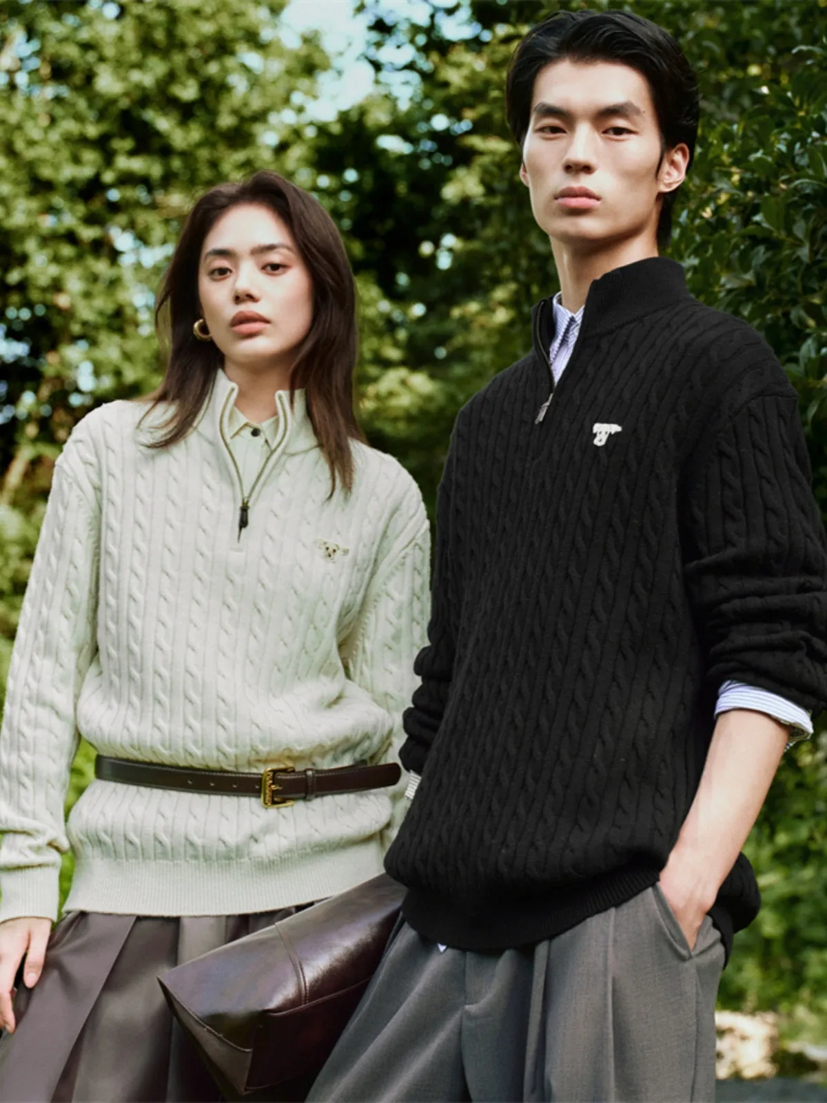 Men's Wool-Blend Cable Knit Textured Sweater sold by PEACEBIRD product image thumbnail 2