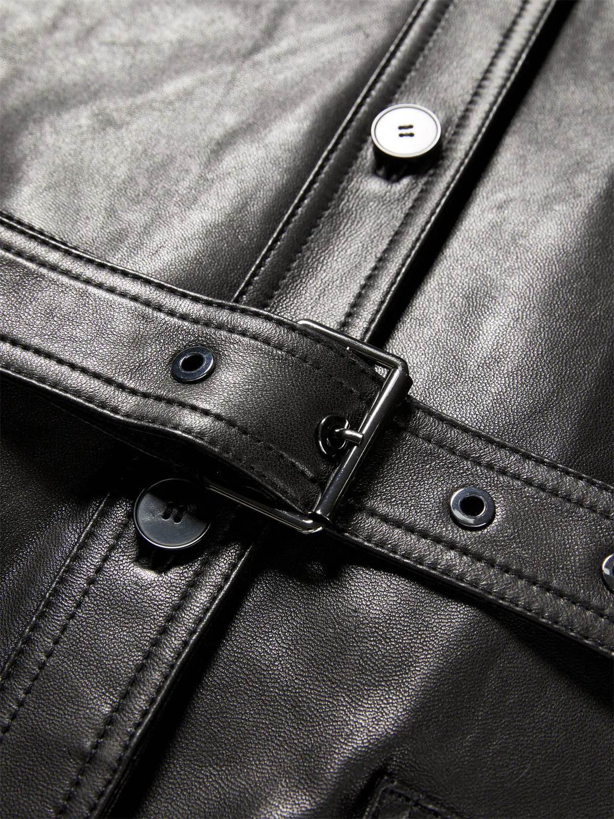 Women's Textured Oversized Leather Jacket sold by PEACEBIRD product image thumbnail 5