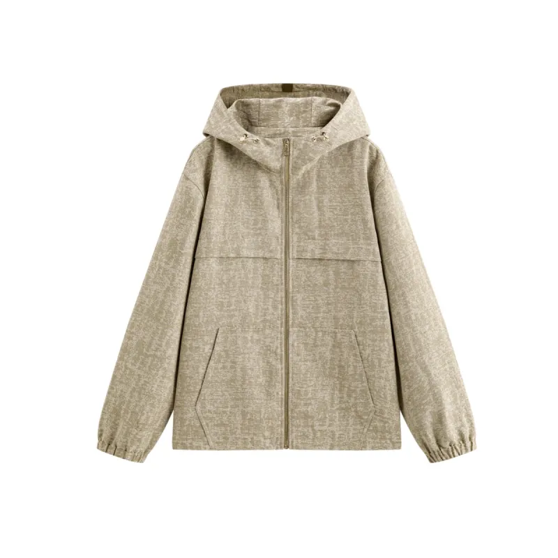 Men's Tweed-Texture Hooded Jacket sold by PEACEBIRD