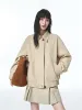 Women's Cropped Straight Jacket with Elastic Hem sold by PEACEBIRD
