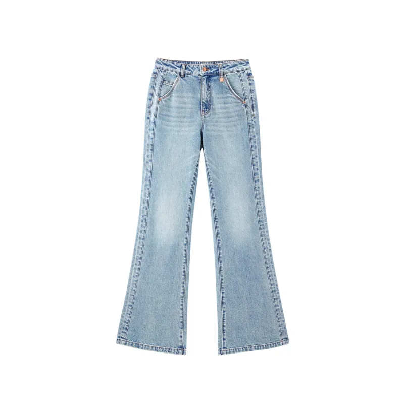 Women's High-Waist Wide-Leg Flared Jeans sold by PEACEBIRD