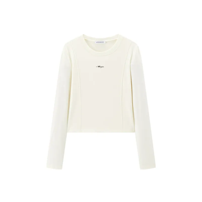 Women's Basic Seam-Detail Long-Sleeve T-Shirt sold by PEACEBIRD