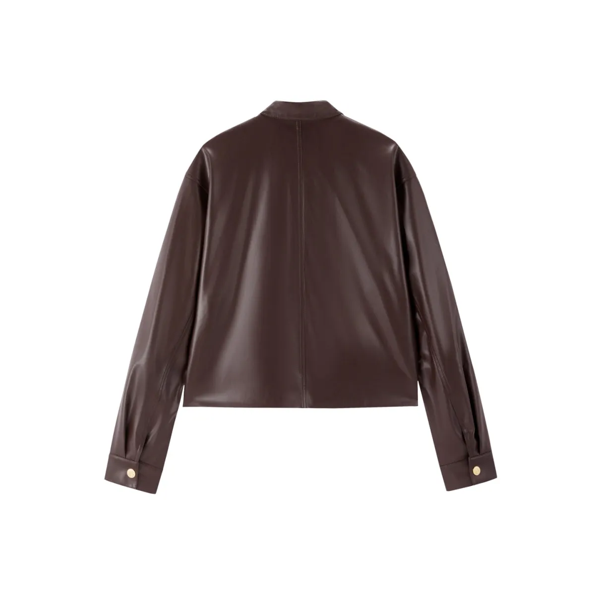 Women's Cropped Stand-Collar Moto PU Jacket sold by PEACEBIRD product image thumbnail 5