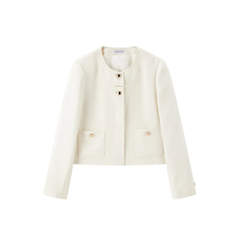 Women's Boxy Tweed-Inspired Jacket sold by PEACEBIRD