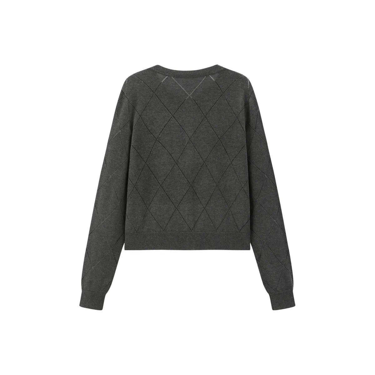Women's Diamond Knit Cardigan with Lace Trim sold by PEACEBIRD product image thumbnail 3