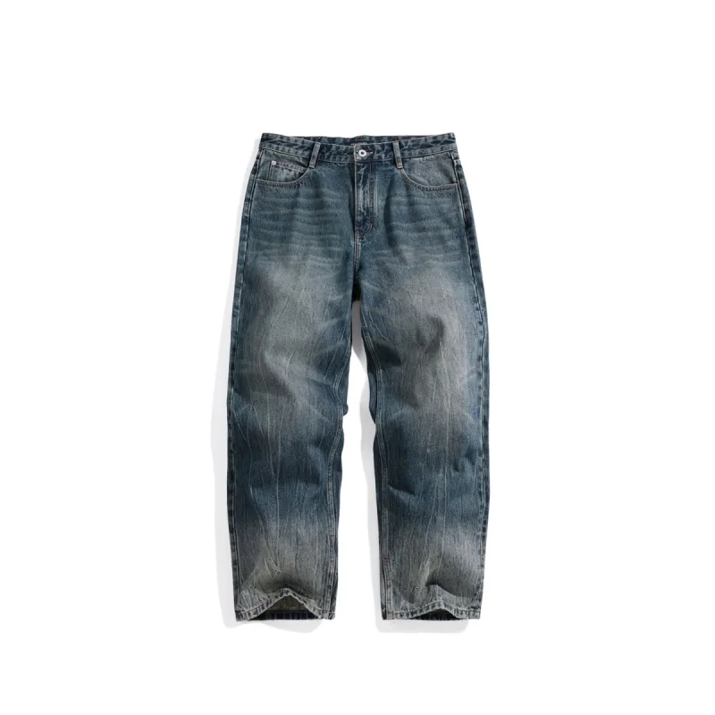 Men's Vintage Washed Wide-Leg Jeans made by PEACEBIRD