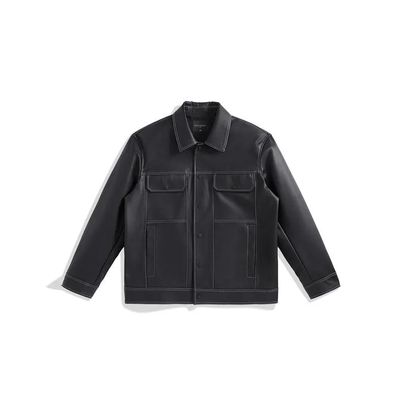 Men's Textured PU Jacket sold by PEACEBIRD