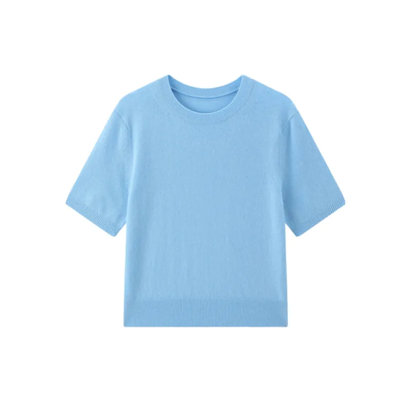 Women's Cashmere-Blend Short-Sleeve Knit Top made by PEACEBIRD