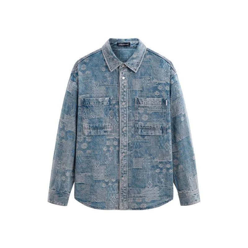 Men's Oversized Jacquard Denim Shirt sold by PEACEBIRD