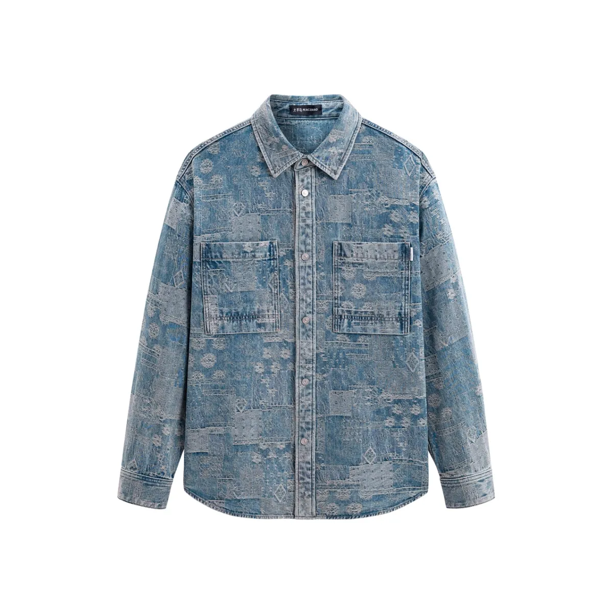 Men's Oversized Jacquard Denim Shirt sold by PEACEBIRD