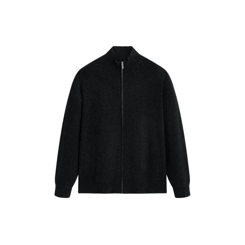 Men's Chenille Jacquard Zip-Up Cardigan made by PEACEBIRD