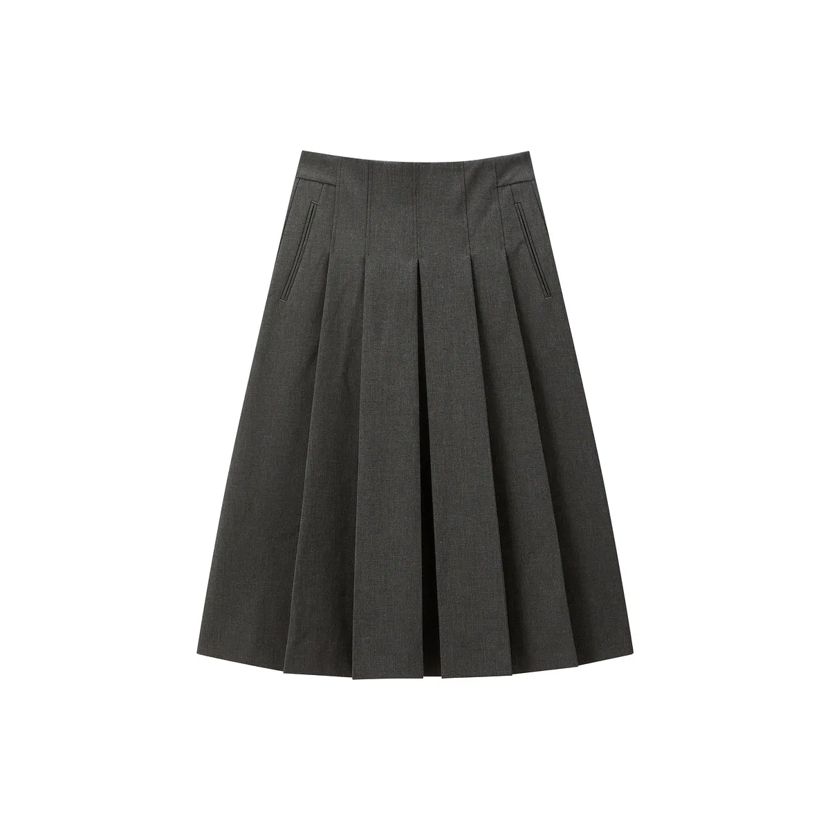Women's High-Waist Pleated Midi Skirt sold by PEACEBIRD