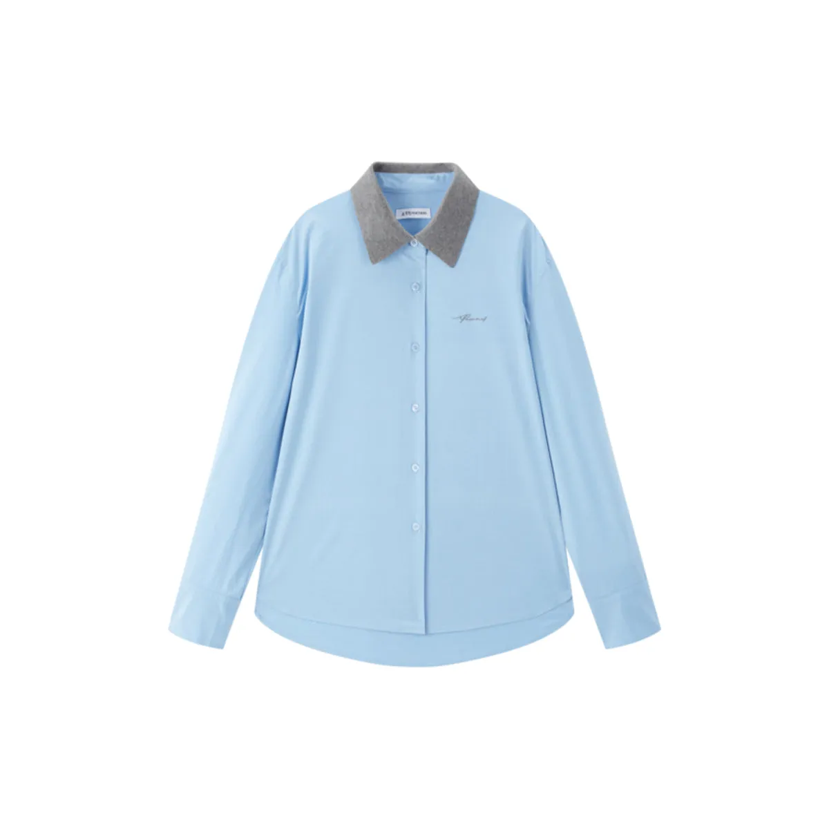 Women's Oversized Shirt with Contrast Collar sold by PEACEBIRD