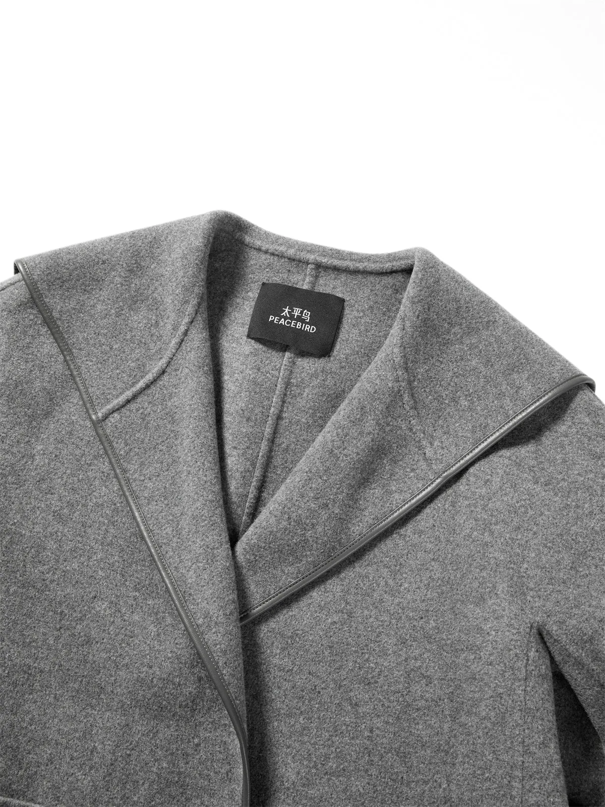 Women's Belted Robe-Style Double-Face Wool Coat sold by PEACEBIRD product image thumbnail 5