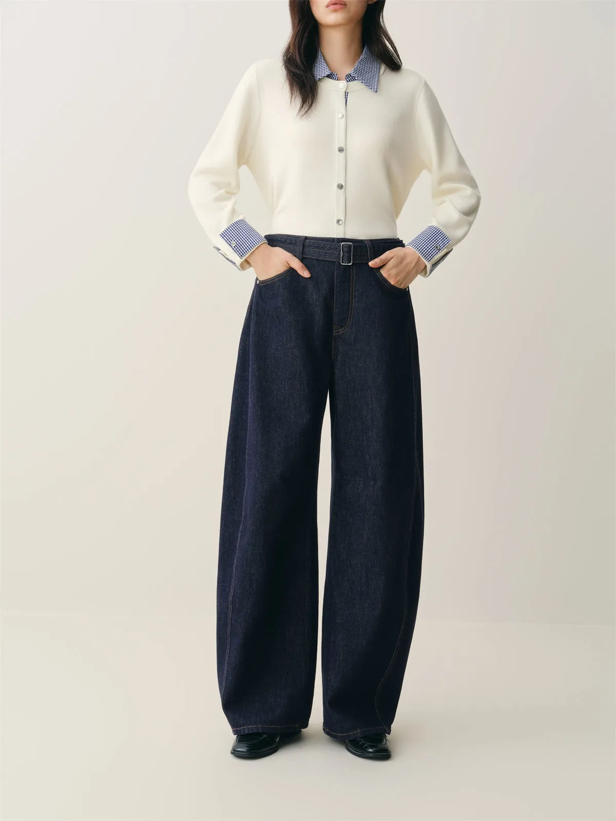 Women's High-Waist Wide-Leg Cotton Jeans sold by PEACEBIRD product image thumbnail 2