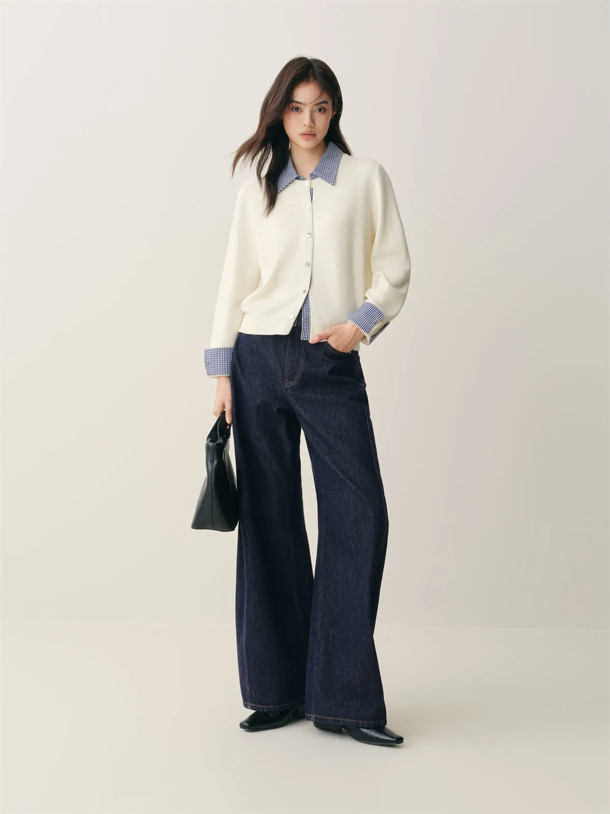 Women's High-Waist Wide-Leg Cotton Jeans sold by PEACEBIRD product image thumbnail 3