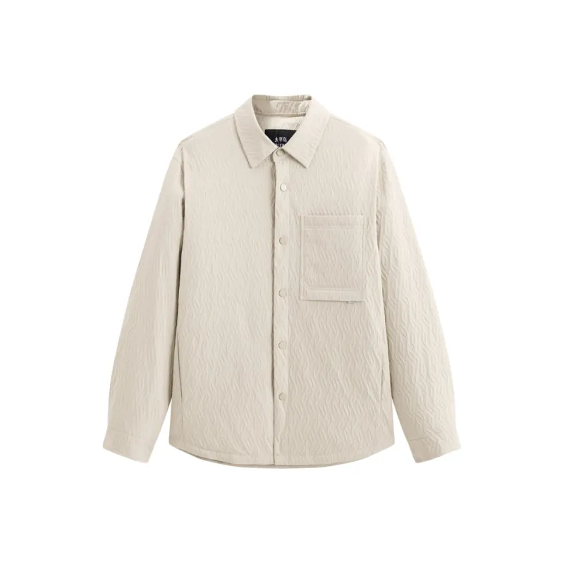 Men's Beige 3D Jacquard Down Shirt Jacket sold by PEACEBIRD