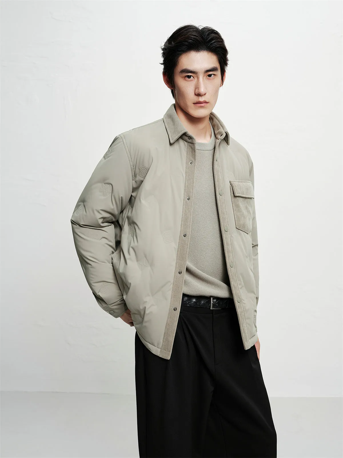 Men's Solid Lightweight Down Shirt Jacket sold by PEACEBIRD product image thumbnail 3