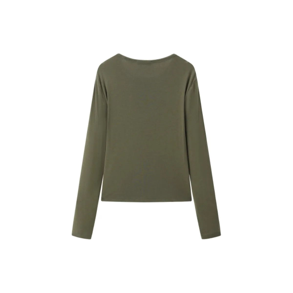 Women's Short Tonal Panel Tencel Long-Sleeve T-Shirt sold by PEACEBIRD product image thumbnail 3
