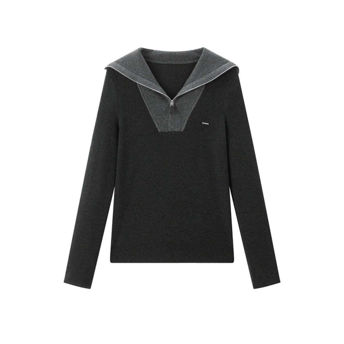 Women's Wool-Blend Wide-Lapel Knit Pullover sold by PEACEBIRD