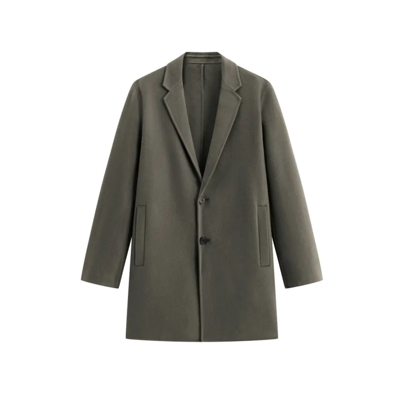 Men's Wool-Blend Notched-Lapel Coat sold by PEACEBIRD